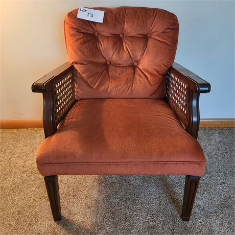 Burnt Orange Wood & Cain Side Chair