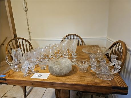 Fostoria Navarre Etched Glass Crystal Set - 40+ Pieces