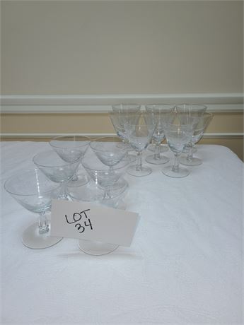 Fostoria Thistle Pattern Crystal Wine & Champagne Glasses