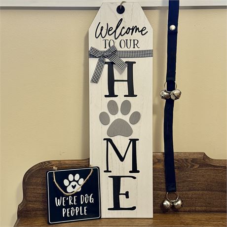 Dog/Puppy Training Bells and Dog Lovers "Welcome" Door Sign
