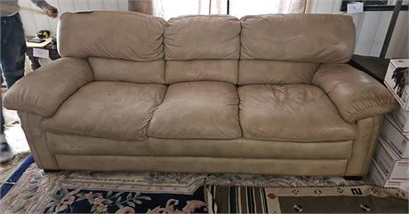 Beige Leather Couch