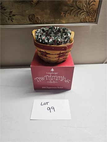 Longaberger Tree Trimming Collection 1999 "Peppermint" Basket in Box