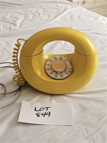 Vintage Yellow Sculptura Rotary-Dial Telephone by Donald Genaro - 1970's Era