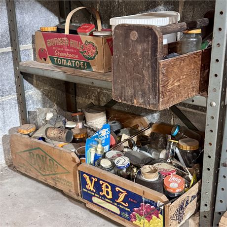 2-Shelf "Semi-Mystery" Lot - Unsorted Parts, Old Toolboxes and More