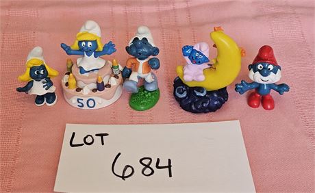 Original Vintage PVC Schleich Peyo Mixed Figurines Lot - 1980's Dates, Sizes