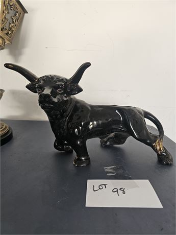 Vintage Black & Gold Bull Planter