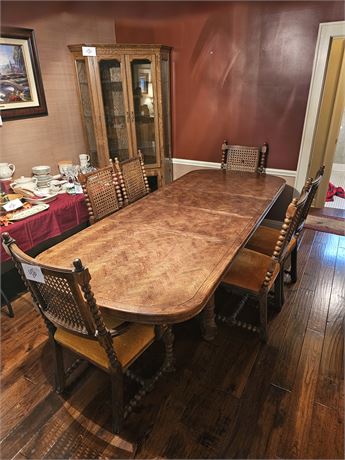 Solid Wood - Chevron 2 Leaf Dining Table w/6 Chairs