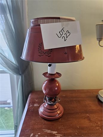 Vintage Pink Toleware Lamp