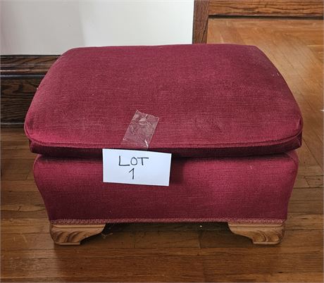 Vintage Burgundy Footed Foot Stool