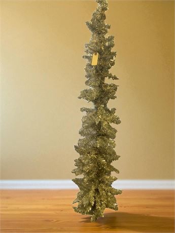 5 Ft Silver Tinsel Artificial Pencil Christmas Tree