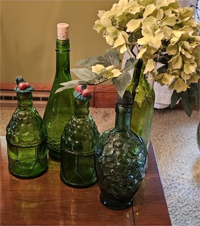 Vintage Green Glass Bottles incl. 2-McGiver's American Army Bitters Bottles