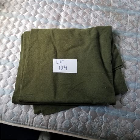 Green Wool Army Blanket- Single/Full Size