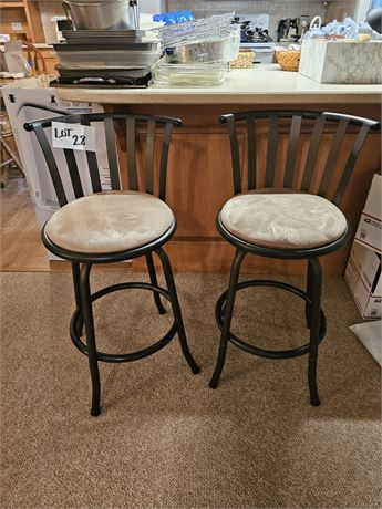 Set of 2 Swivel Cushion Metal Bar Chairs