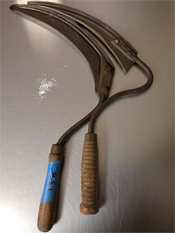 Vintage Wood Handled Sickle Tool Lot of 2