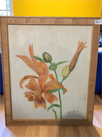 Hal Hunter "Lily & Bud" Painting Wood Framed Wall Art