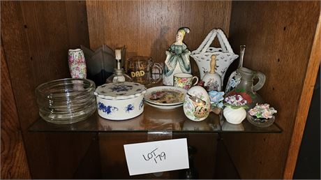 Mixed Decor Lot: Figurine, Salt Shakers, Bell & More