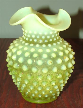 Fenton Yellow Hobnail Vase