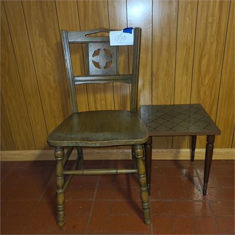 Wood Chair & Side Table