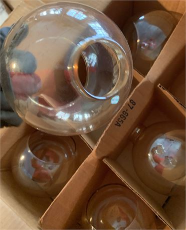 Galaxy Round Clear Iridescent Glass Glass Globe Lot - 2 Boxes Total