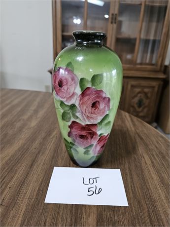 Antique Hand Painted Rose Vase