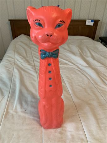 Vintage AJ Renzi Corp Kitschy Blow Mold Pink Cat Bank