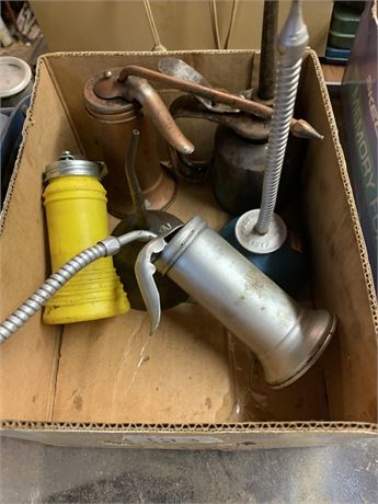 Oil Can Lot 6 Misc Types & Sizes