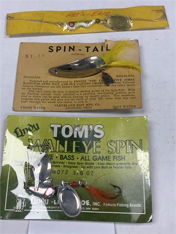 Lure Lot of 3 - Lindy Tom's Walleye Spin - Cleveland Bait Spin Tail - Art's Erie