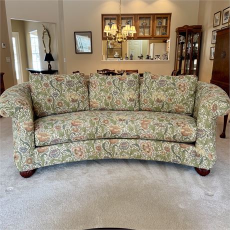 Norwalk Furniture Curved Back Floral Upholstered Sofa - Approx. 88 x 32"T