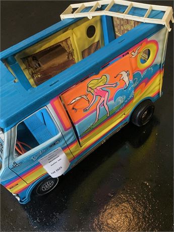 1970s Mattel Blue Barbie Surfer Beach Bus Camper/Motor Home Toy