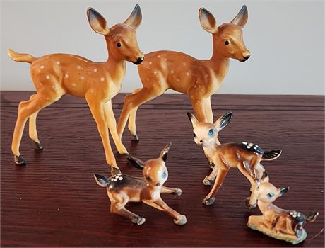 5- Mini Vintage Deer Figurines