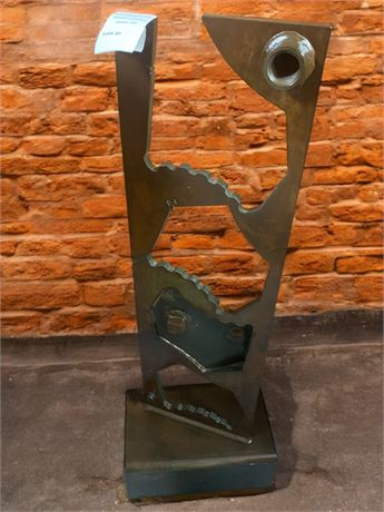 Industrial Metal "Junk" Art Sculpture On Base/Stand By Artist Terry Klausman