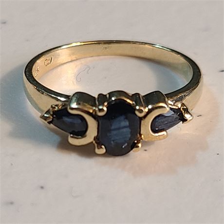 10K Blue Sapphire Ring Sz 6.5 - 1.5 dwt