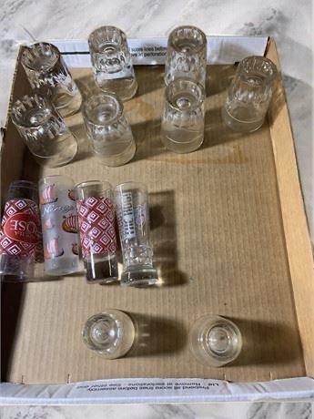 Set of 13 Shot Glasses - Tequila Rose, Norge, Schwartzhog Kräuter Liqueur
