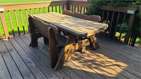 Wood Picnic Table & Bench Seats