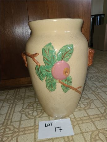 Roberson Ransbottom Raised Apple Design Handled Vase -Oil Jar Style -
