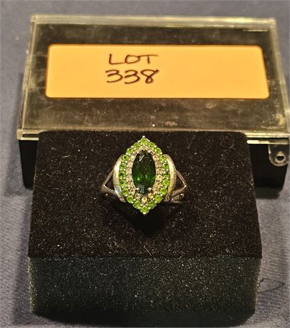 Sterling 925 HT Green Garnet Ring Sz 10