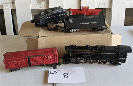 Vintage American Flyer 314AW Engine, Tender, Cattle Car & Caboose Lionel Tender