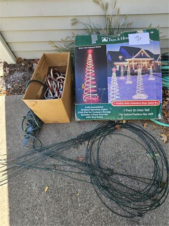 Outdoor Christmas Lights: Lighted 7ft Spiral Tree, Candy Cane Lights, & More
