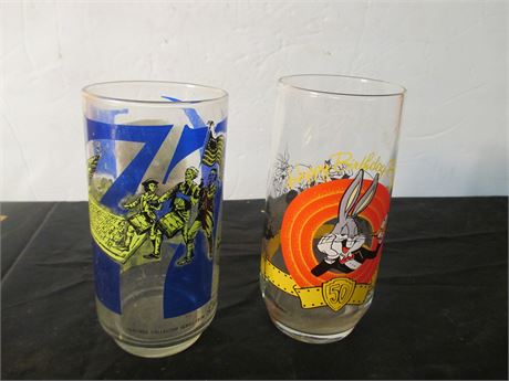 1976 Coca Cola Collector  & Bugs Bunny 50th Aniversary Glasses