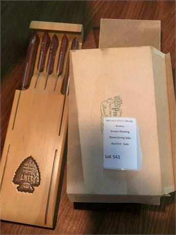 Regent Sheffield Carving Set, Ekco Flint Knife Set W/Butcher Block in Maplewood
