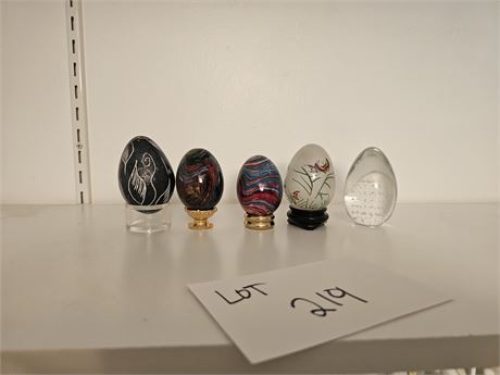 Mixed Glass Egg Paperweights