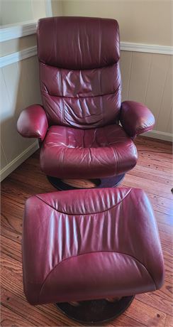 Macy's Leather Chair w/ Matching Ottoman