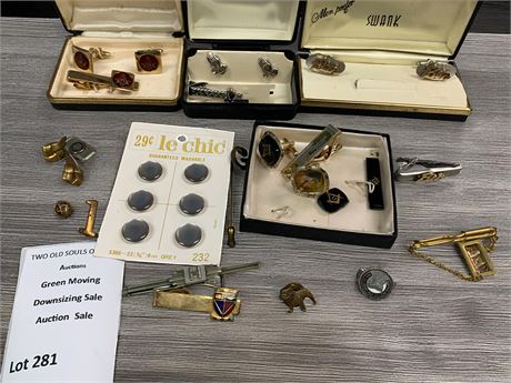 Mens Vintage Tie Clasp & Cufflink Lot