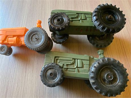 Auburn Rubber Toy Farm Tractors From The 1950s - Lot of 3