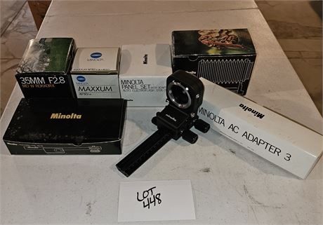 Minolta Ac Adapter 3, Panel Set, Focusing Rail, Bellows, 35mm F2.8 MD W Rokkor-X