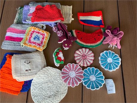 Vintage Handmade Crocheted Potholders, Animals & More