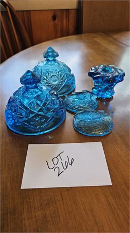 Extra Indiana Glass Candy Lid, Kemple Glass Blue Glass Dolphin Lids & More
