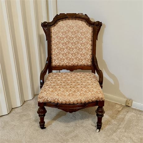 Carved Wood Nailhead Accent Chair