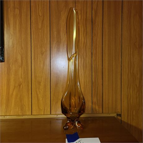 Amber Art Glass Stretch Vase