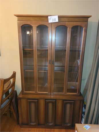 Wood China Lighted Cupboard with Storage